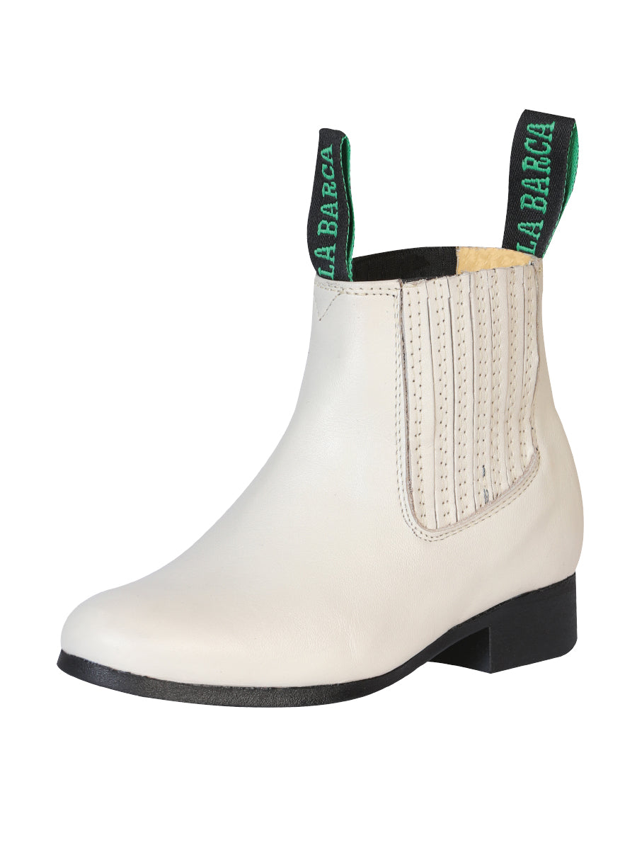 La Barca Kids Traditiional Charro Ankle Boot (Bone)