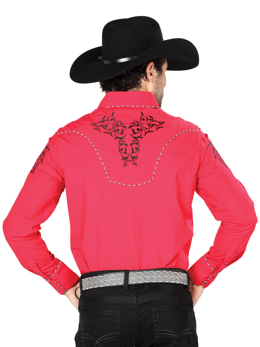 El General Mens Embroidery Western Shirt (Red/Black) 40992