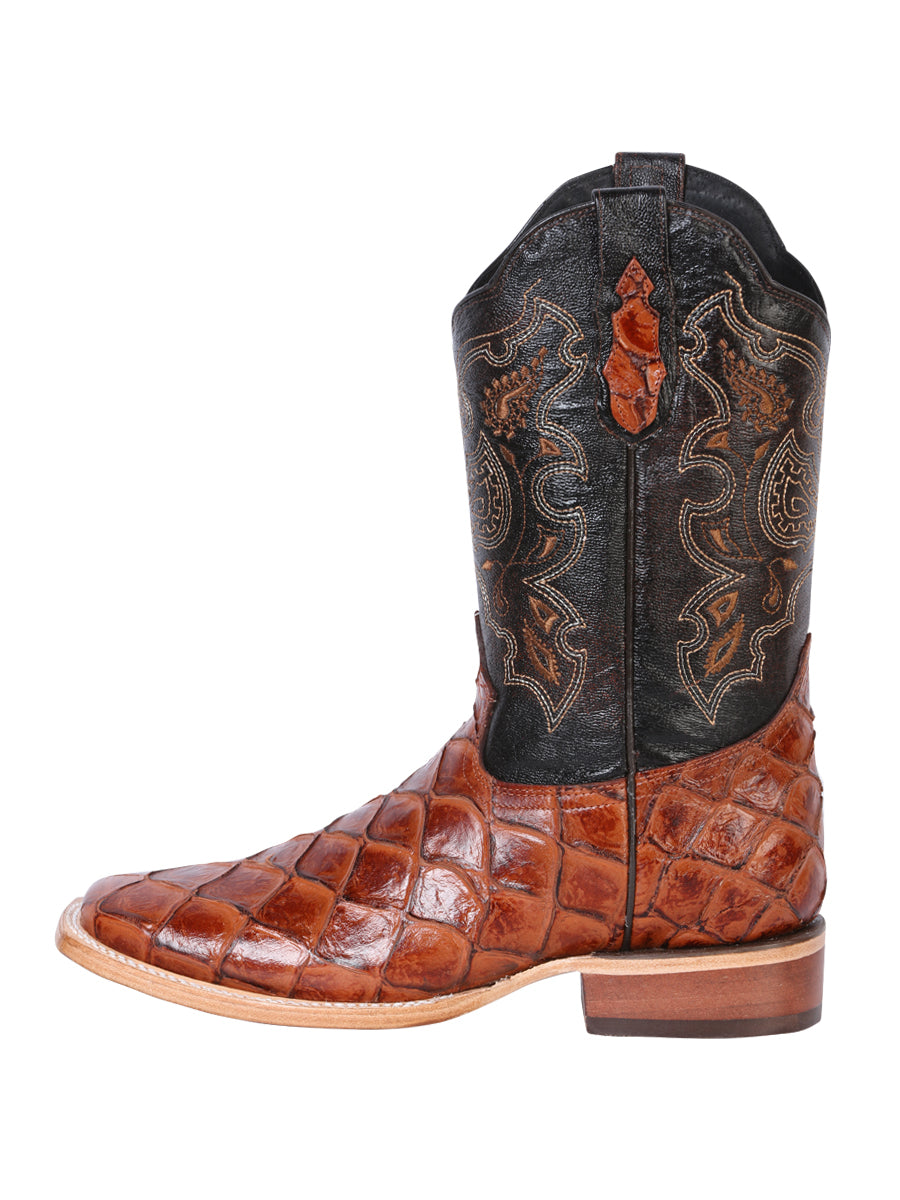 El General Mens Printed Pirarucu Rodeo Boot - Cognac 41793