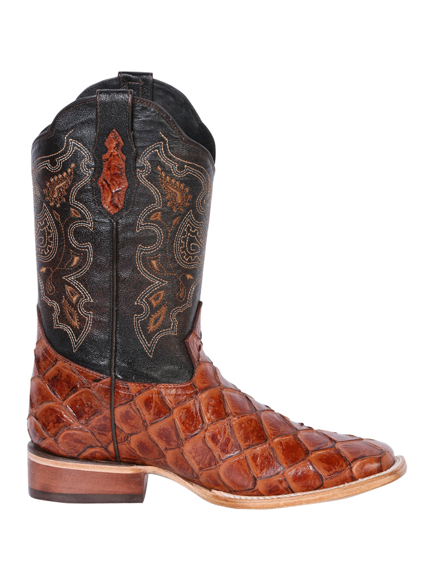 El General Mens Printed Pirarucu Rodeo Boot - Cognac 41793
