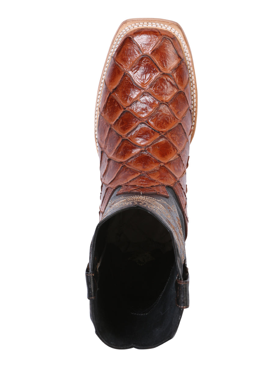 El General Mens Printed Pirarucu Rodeo Boot - Cognac 41793