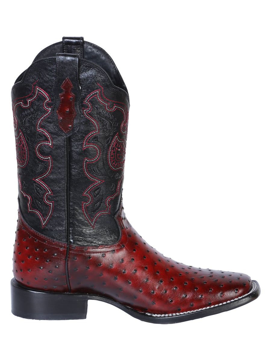 El General Printed Ostrich Rodeo Boot - Black Cherry 41901