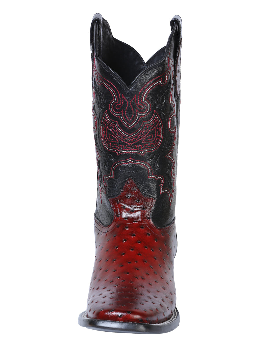 El General Printed Ostrich Rodeo Boot - Black Cherry 41901