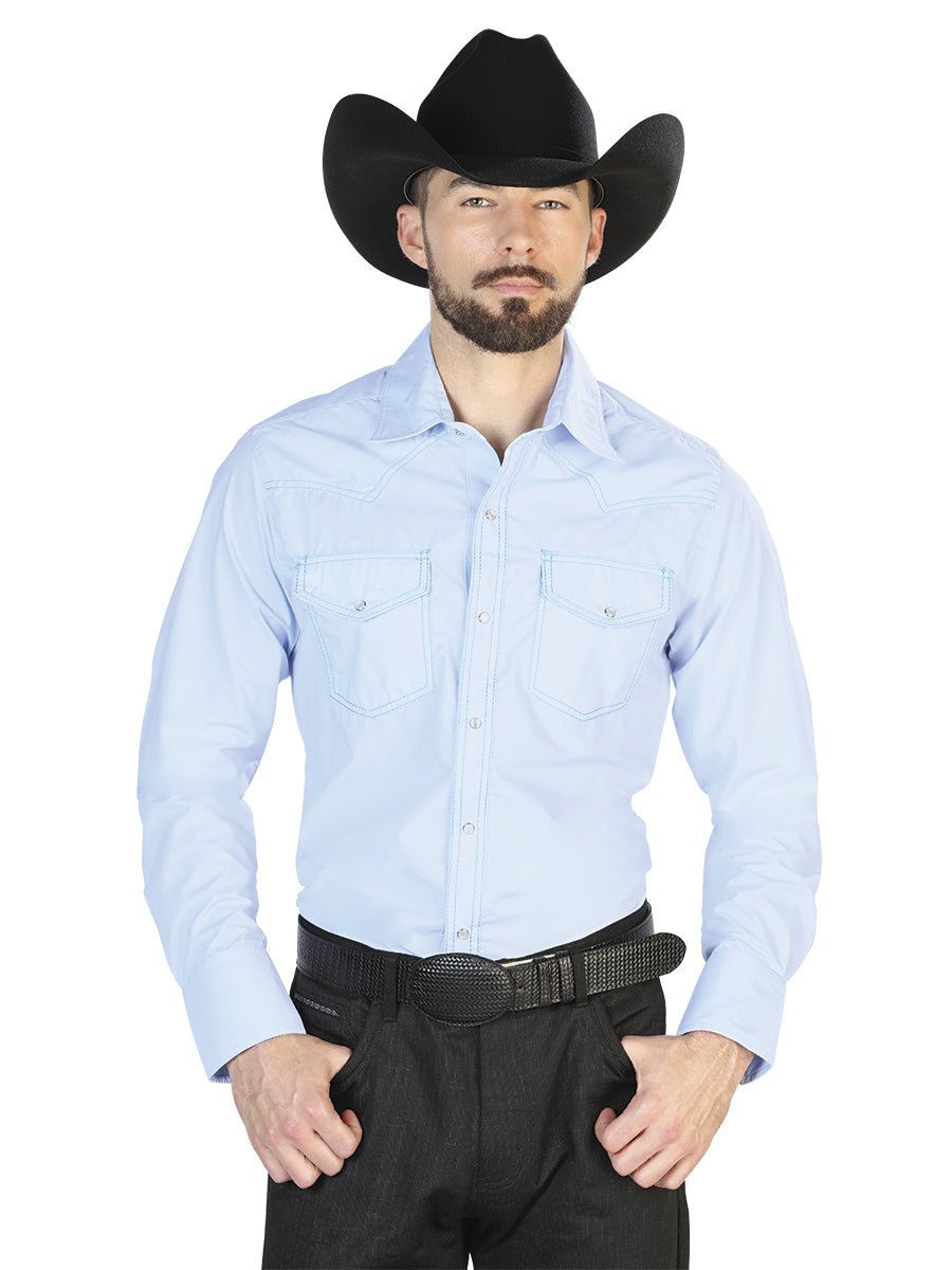 Senor De los Cielos Mens Western Long Sleeve Shirt - Baby Blue