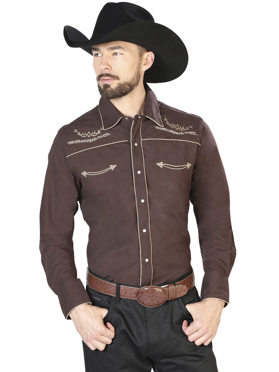 Senor de Los CIelos Mens Western Long Sleeve Shirt - Dark Brown