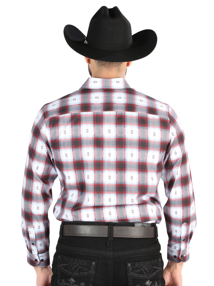 El General Mens Casual Long Sleeve Shirt (Black/Red)