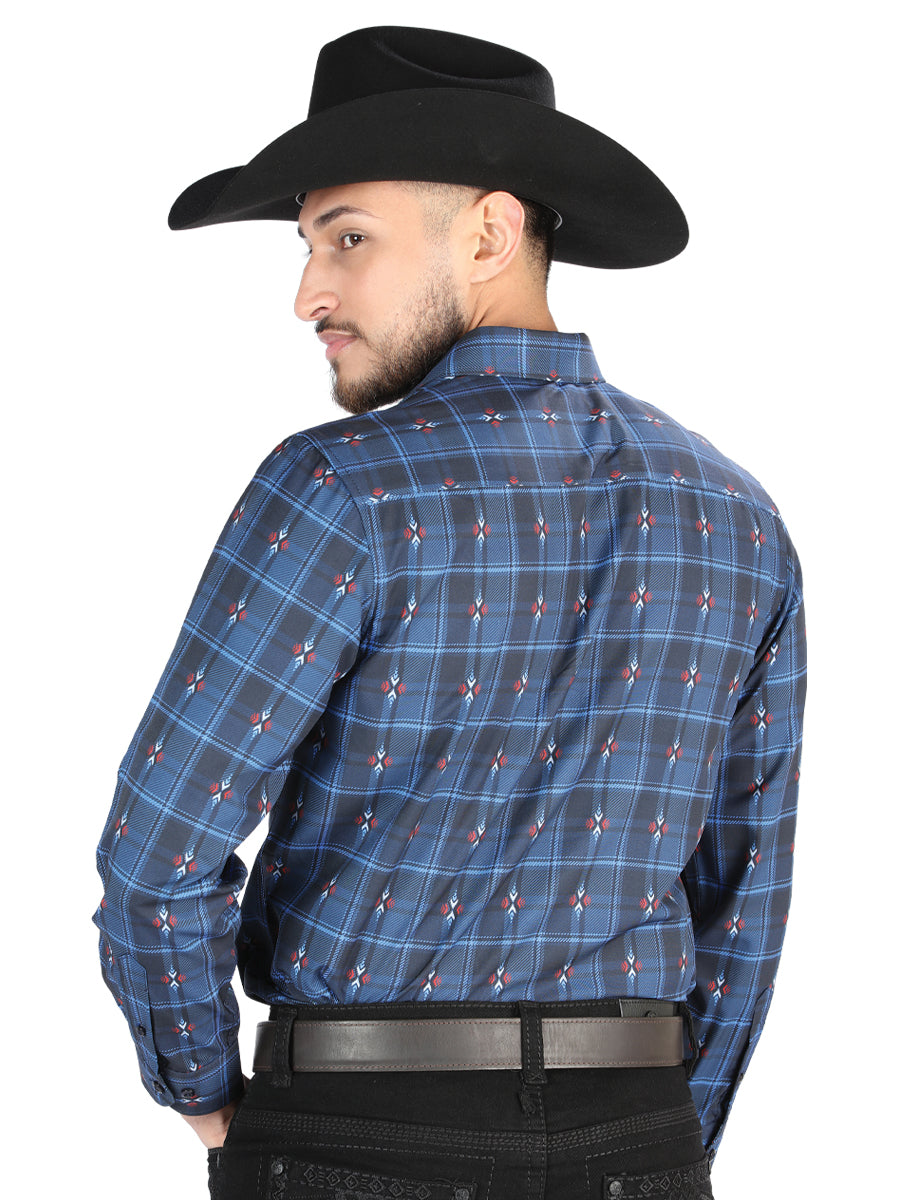 El General Mens Casual Long Sleeve Shirt (Black/Blue)