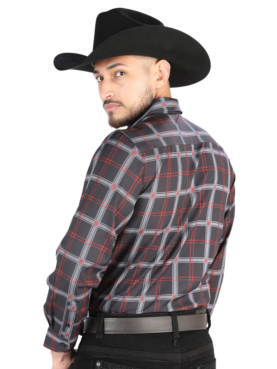 El General Mens Casual Long Sleeve Shirt - Black/Gray