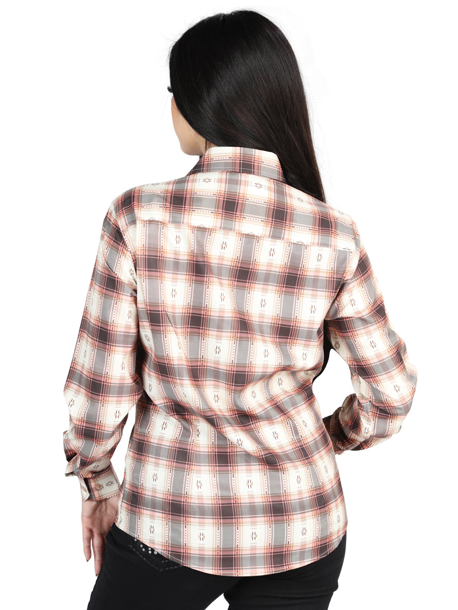 El General Womens Casual Long-Sleeve Shirt (Orange Beige)