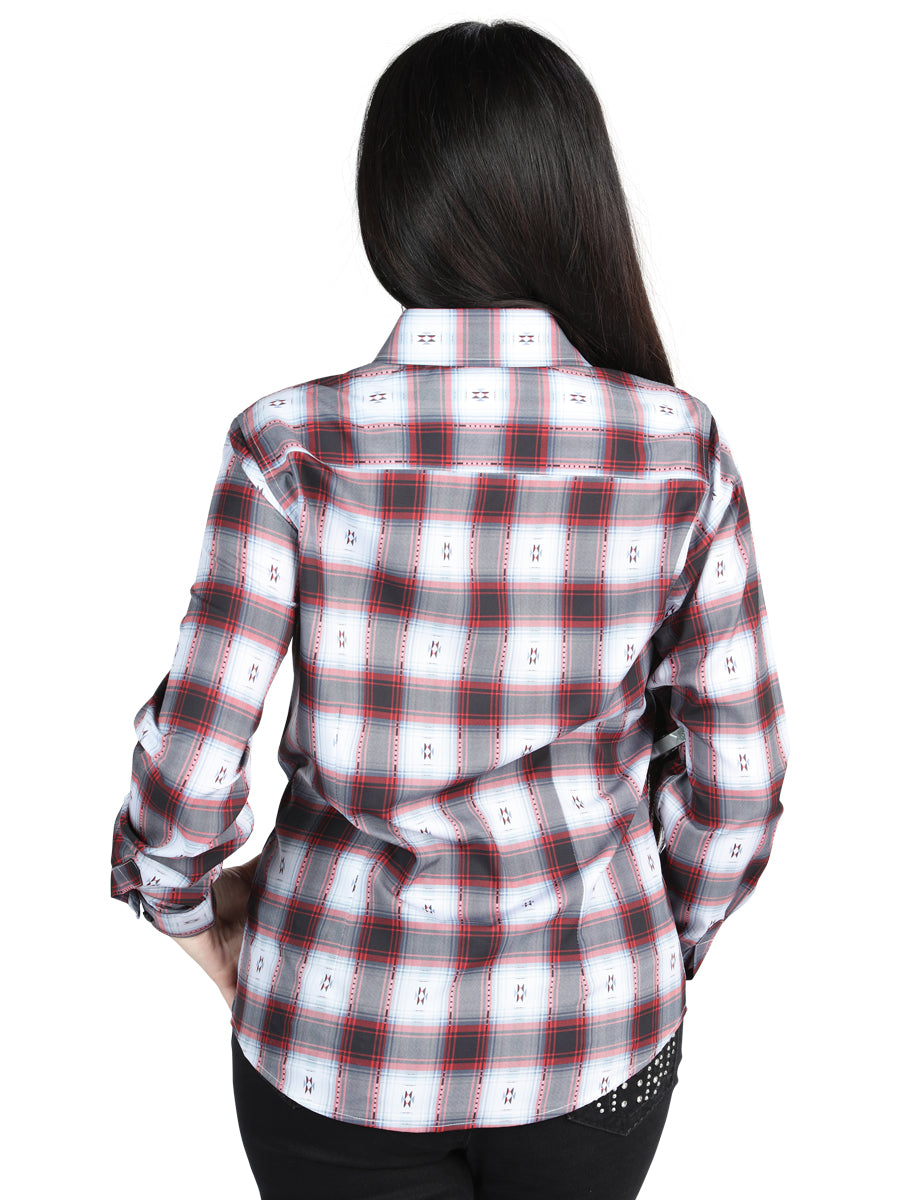 El General Womens Casual Long-Sleeve Shirt (Red/Black)