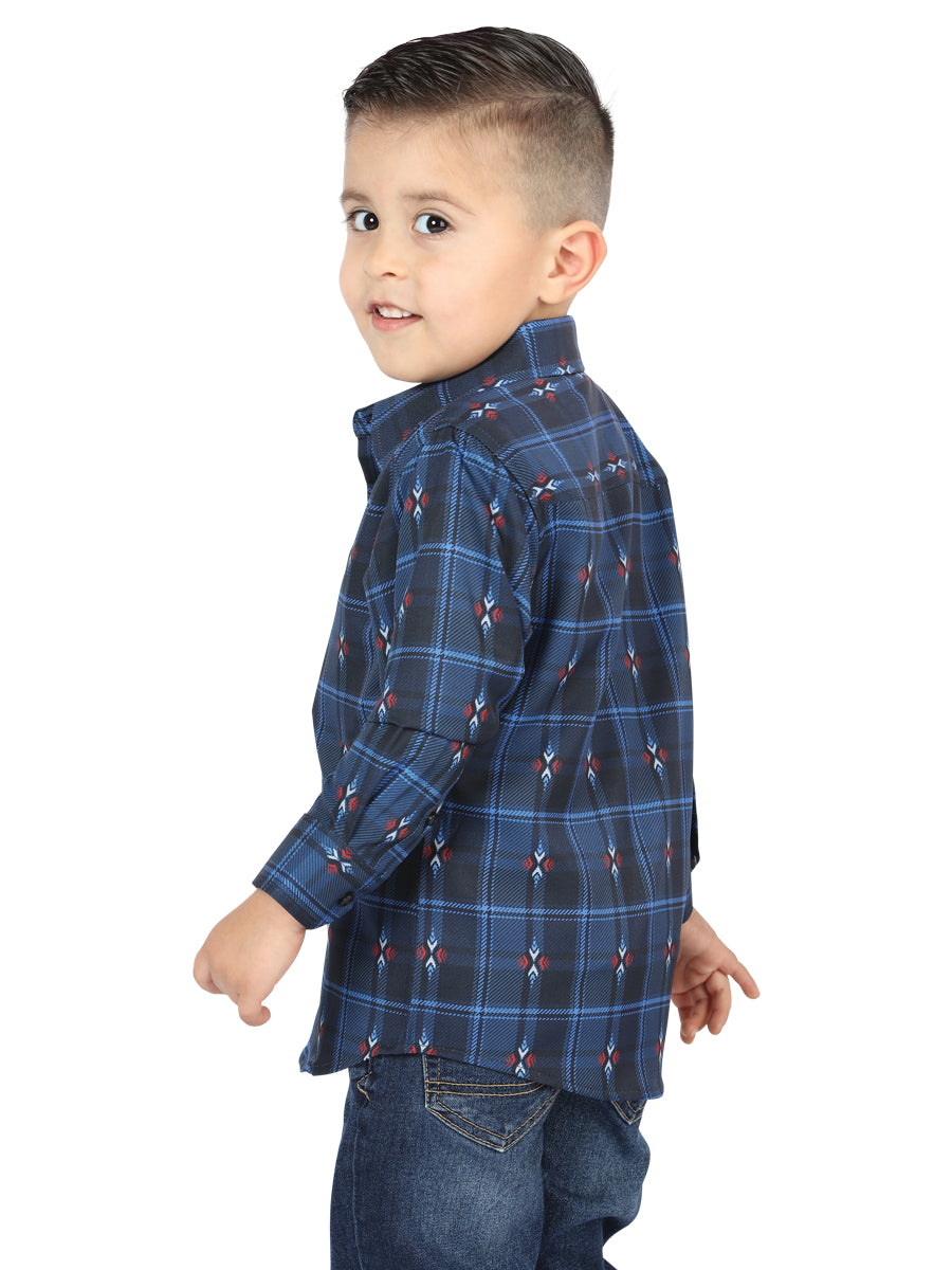 El General Kids Casual Long-Sleeve Shirt -Black/Blue