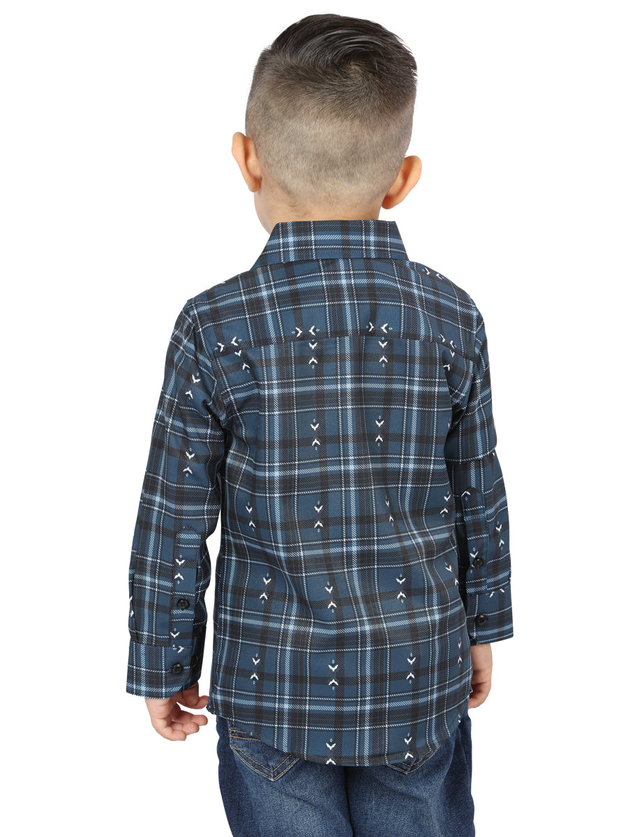 El General Kids Casual Long-Sleeve Shirt -Navy/White