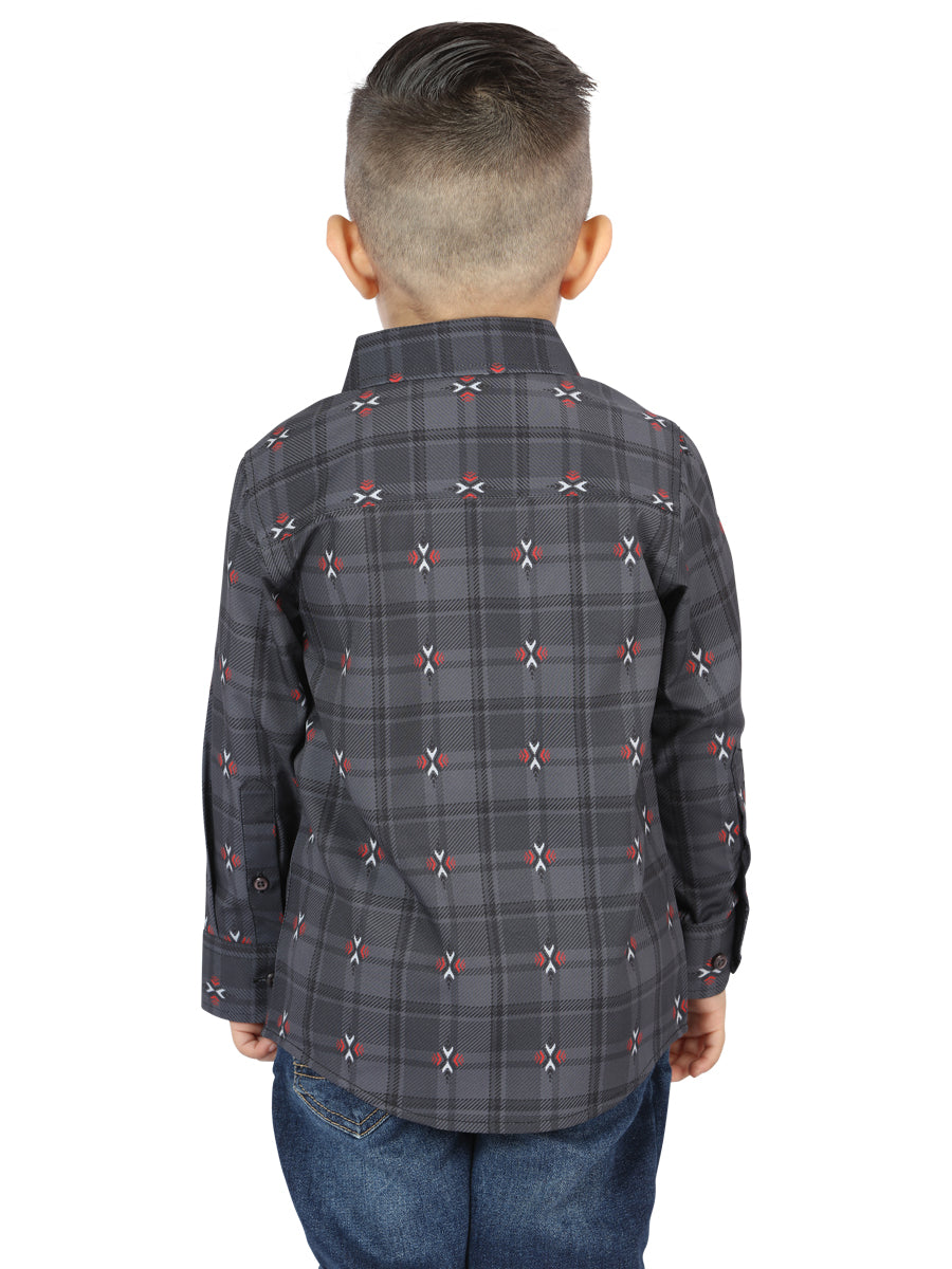 El General Kids Casual Long-Sleeve Shirt - Gray/Brown