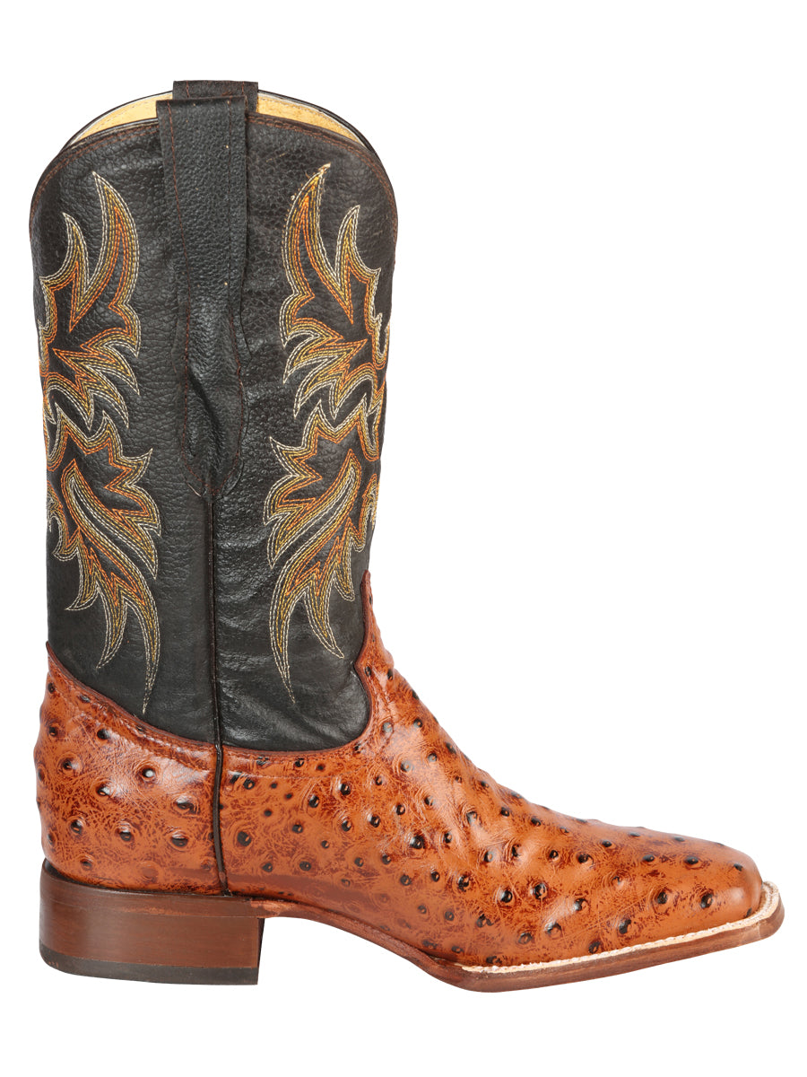 El General Rodeo Mens Printed Ostric leather boots - Cogñac