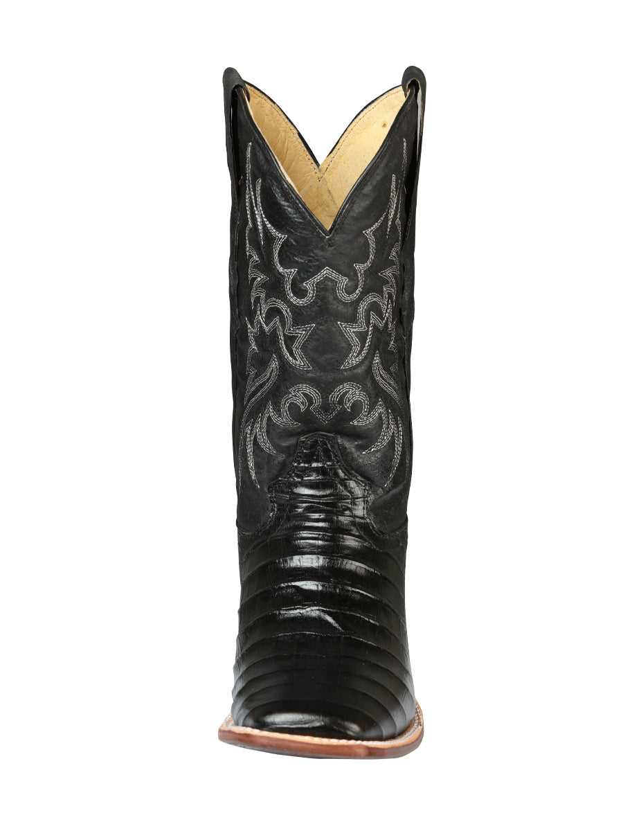 El General Mens Printed Alligator Rodeo leather boots - Black