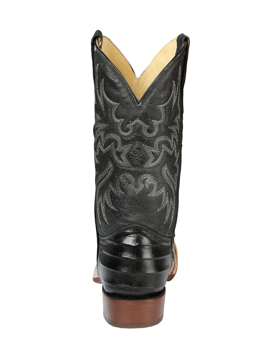 El General Mens Printed Alligator Rodeo leather boots - Black