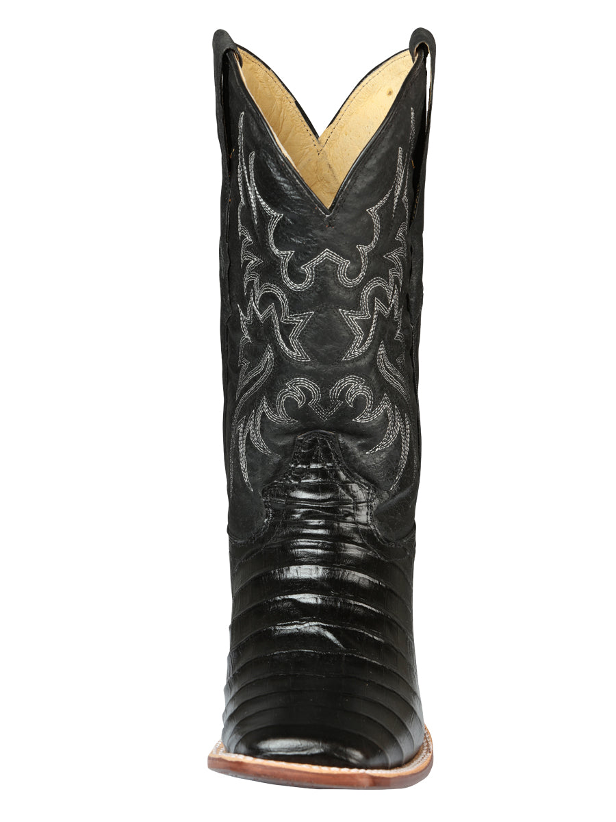 El General Mens Printed Alligator Rodeo leather boots - Black