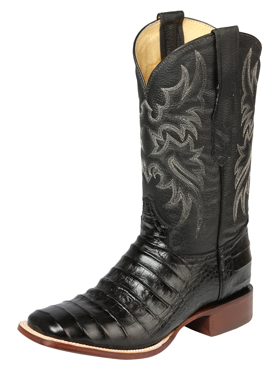 El General Mens Printed Alligator Rodeo leather boots - Black