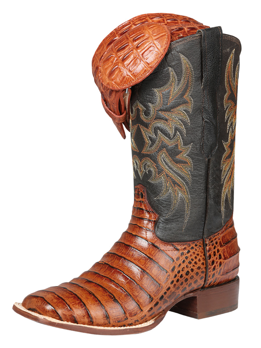 El General Mens Printed Alligator Leather Rodeo boots - Cogñac