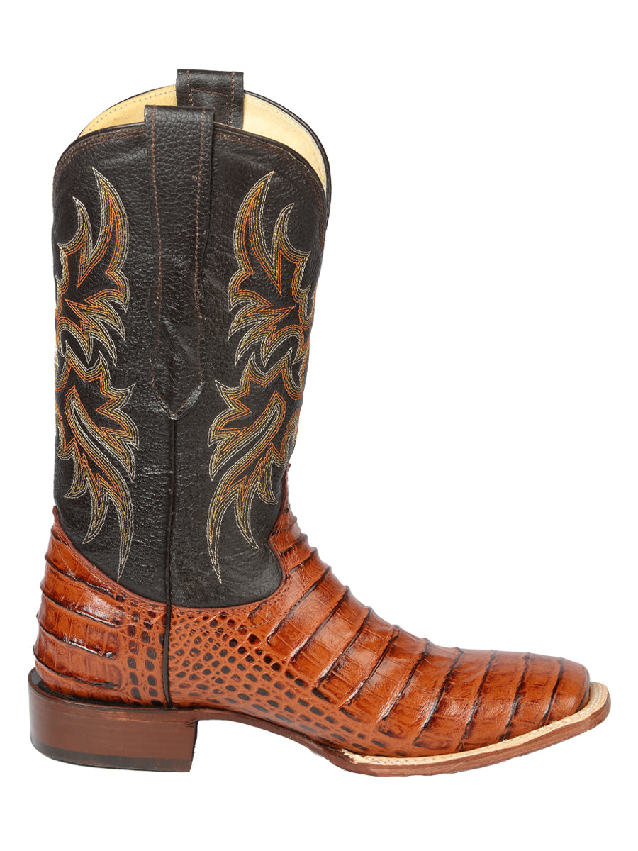 El General Mens Printed Alligator Leather Rodeo boots - Cogñac