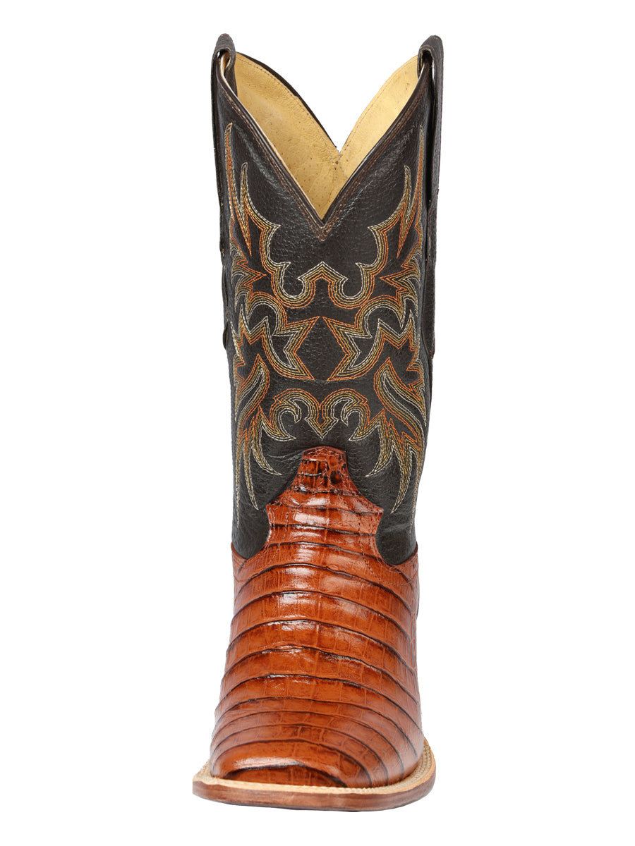 El General Mens Printed Alligator Leather Rodeo boots - Cogñac
