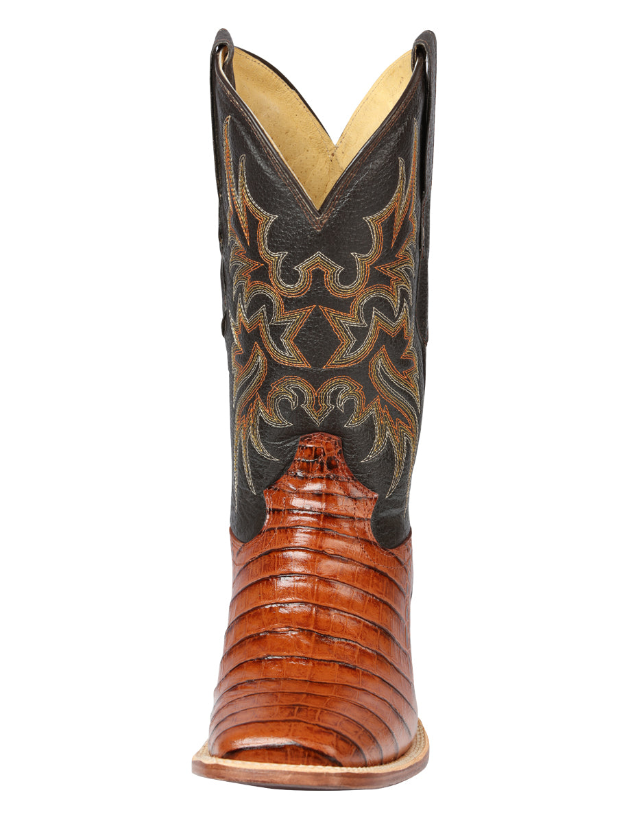 El General Mens Printed Alligator Leather Rodeo boots - Cogñac