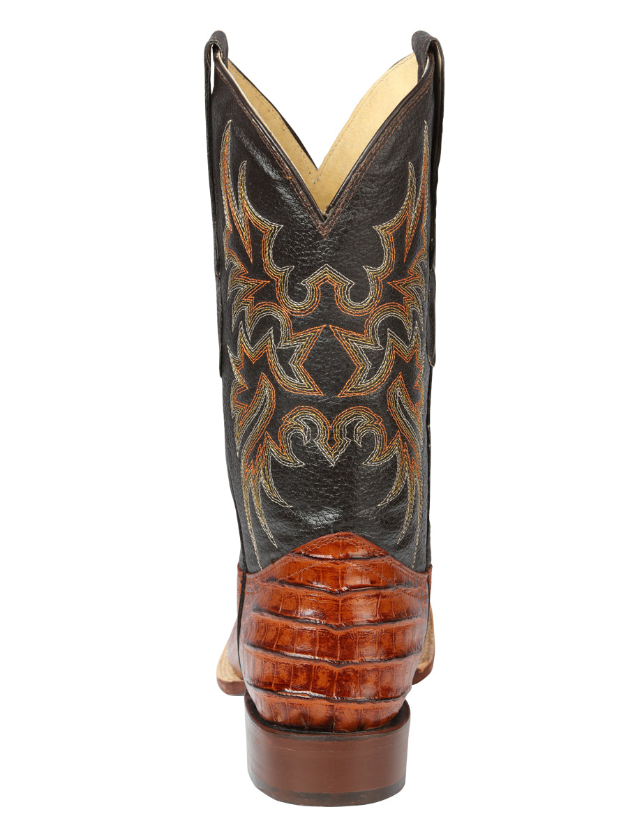 El General Mens Printed Alligator Leather Rodeo boots - Cogñac