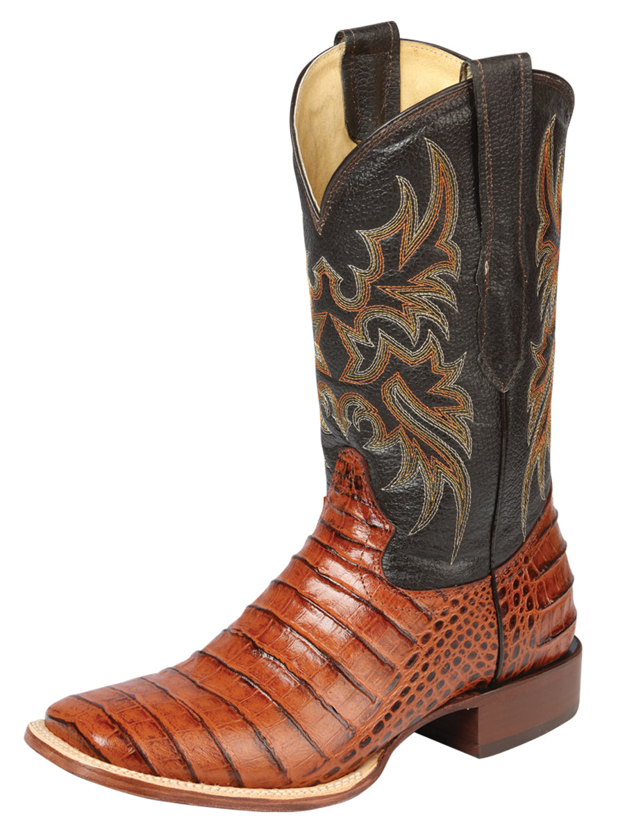 El General Mens Printed Alligator Leather Rodeo boots - Cogñac