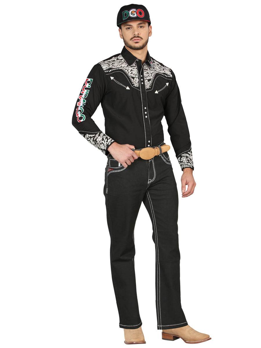 Centenario Mens Bootcut Denim Jeans - Black