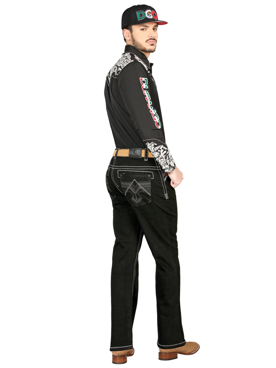 Centenario Mens Bootcut Denim Jeans - Black