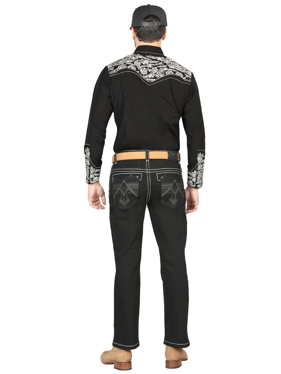 Centenario Mens Bootcut Denim Jeans - Black