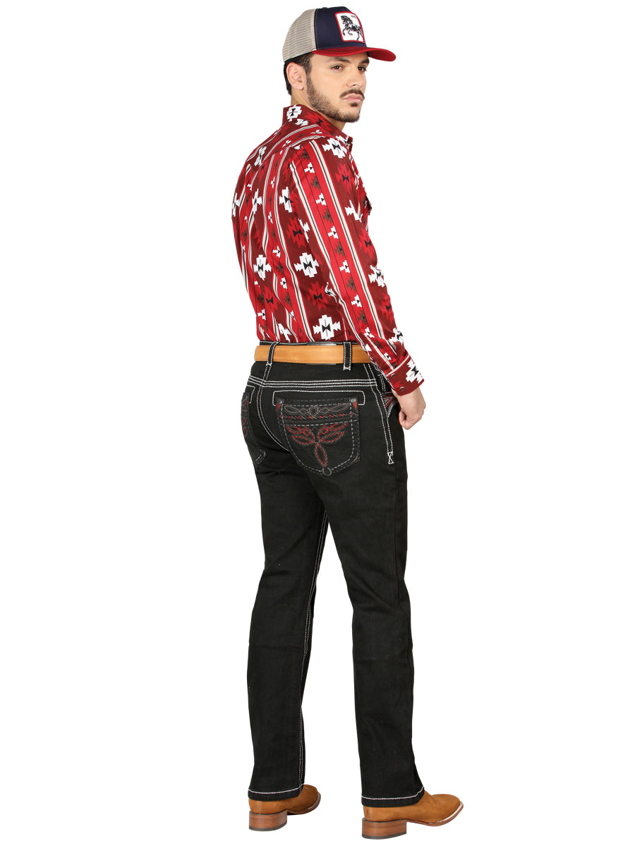 Centenario Mens Bootcut Denim Jeans - Black