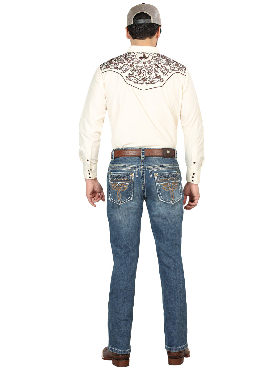 Centenario Mens Bootcut Denim Jeans - Dark Blue