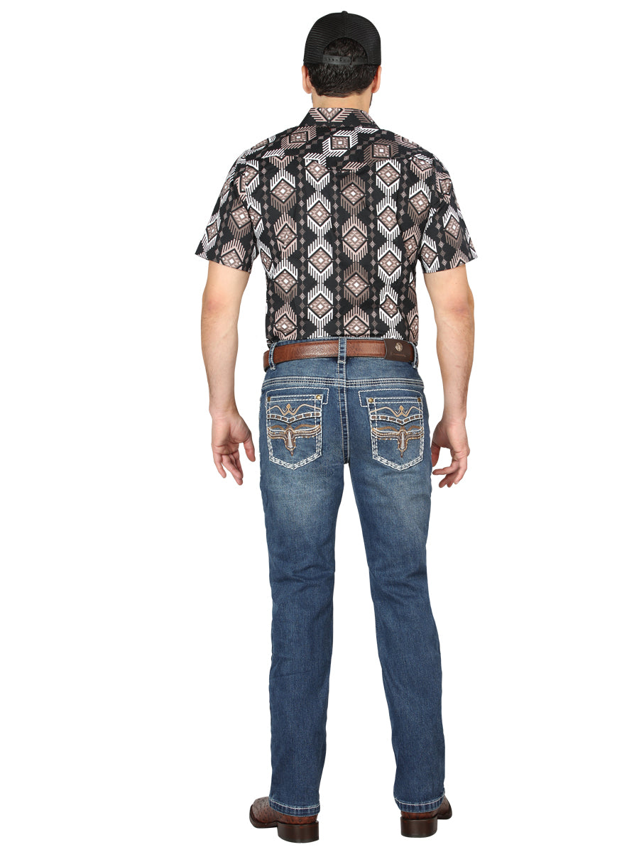 Centenario Mens Bootcut Denim Jeans - Dark Blue