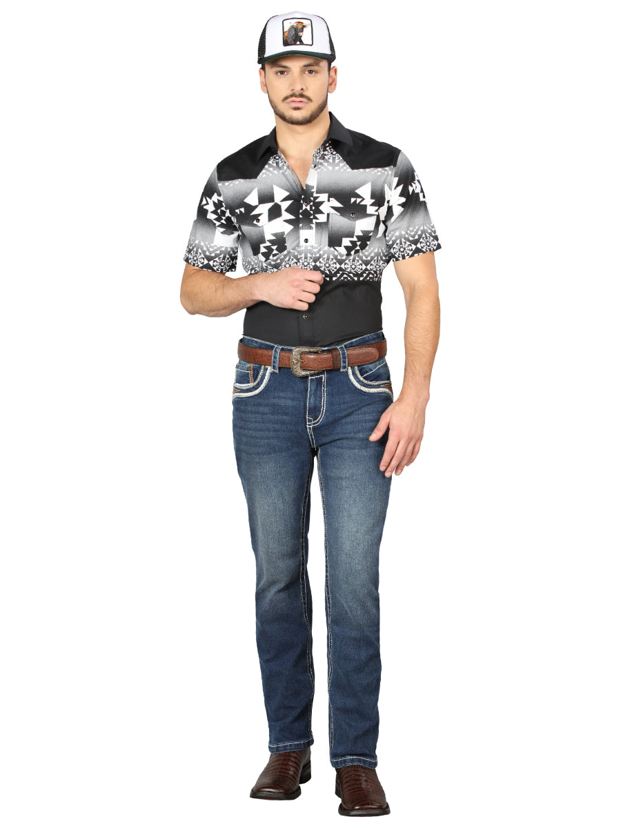 Centenario Mens Bootcut Denim Jeans - Medium Blue