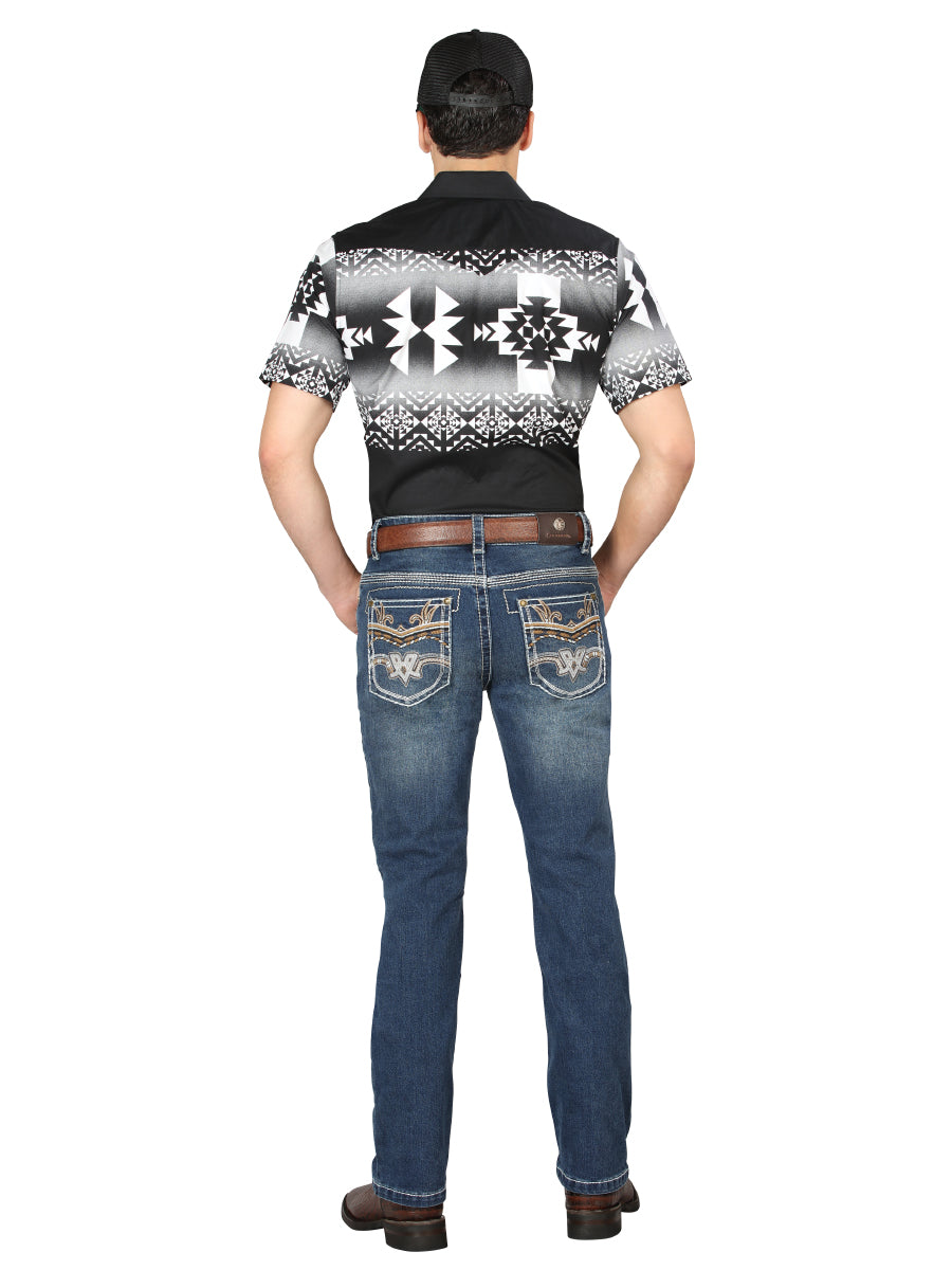 Centenario Mens Bootcut Denim Jeans - Medium Blue
