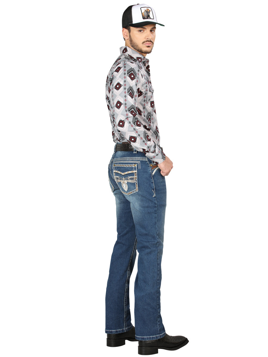 Centenario Mens Bootcut Denim Jeans - Dark Blue