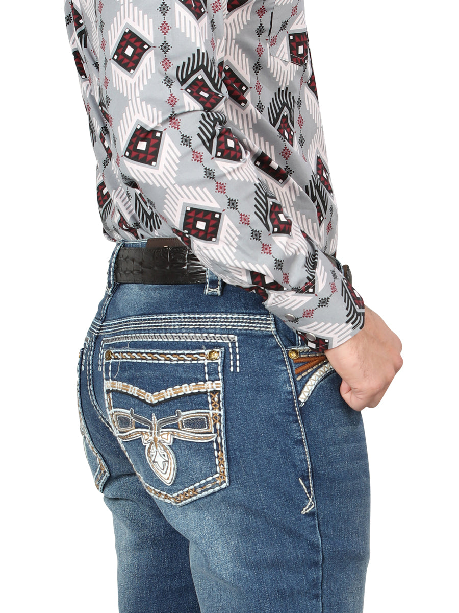 Centenario Mens Bootcut Denim Jeans - Dark Blue