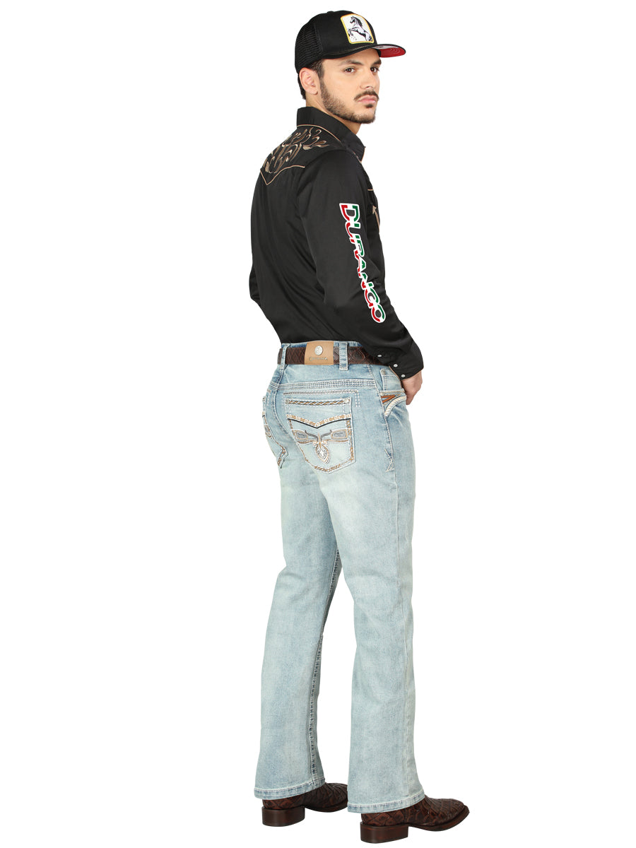 Centenario Mens Bootcut Denim Jeans (Light Blue)