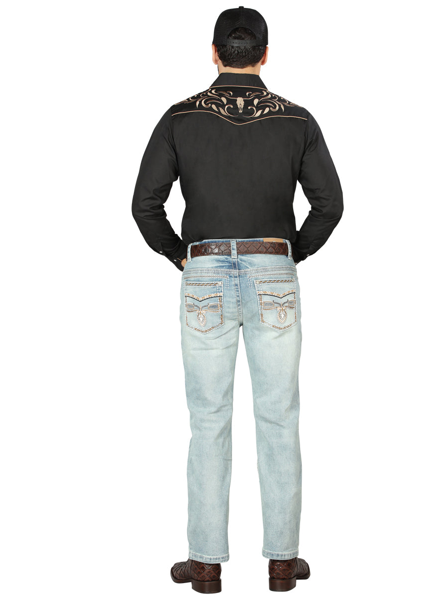 Centenario Mens Bootcut Denim Jeans (Light Blue)