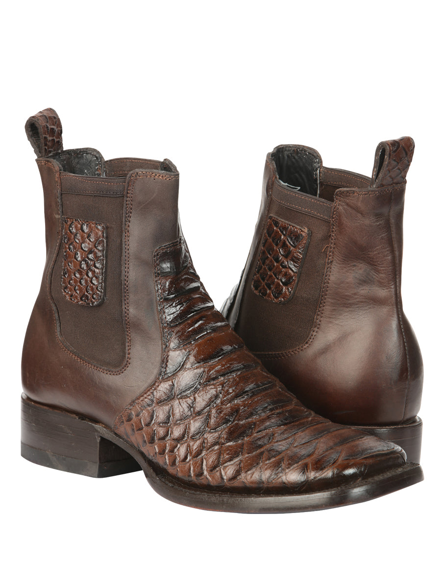 El General Mens Printed Python Ankle Boots - Brown