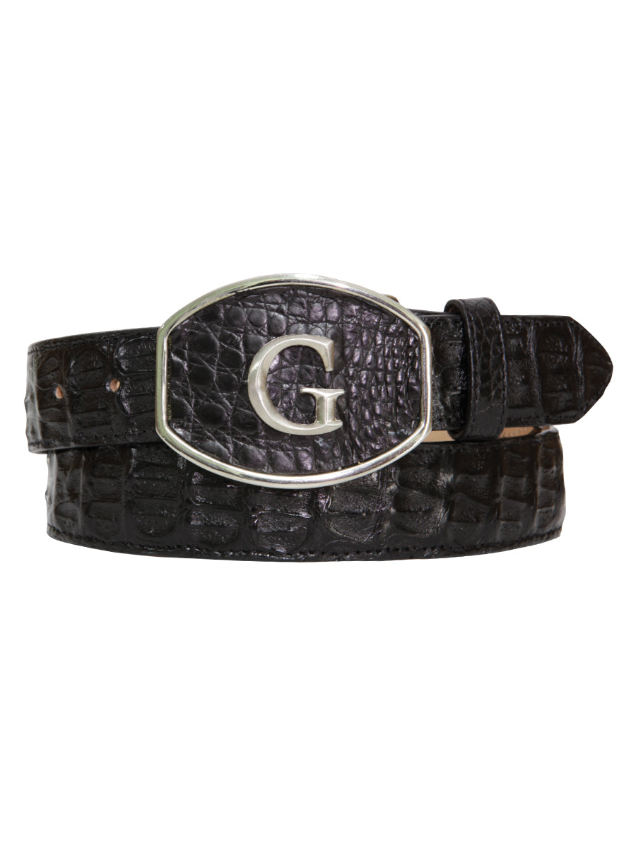 El General Mens Genuine Caiman Belt - Black 45292