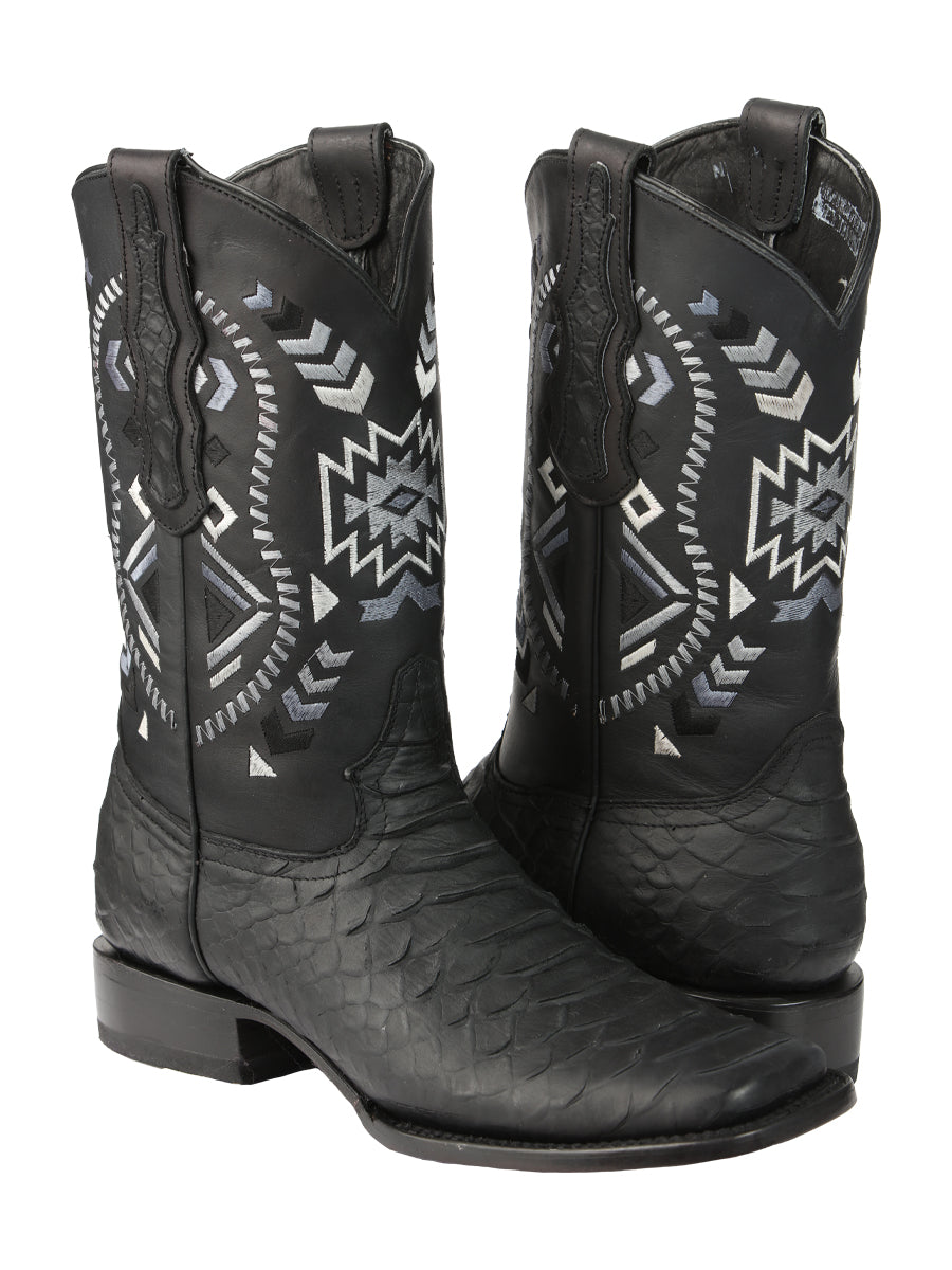 El General Mens Python Print Rodeo Boots - Black