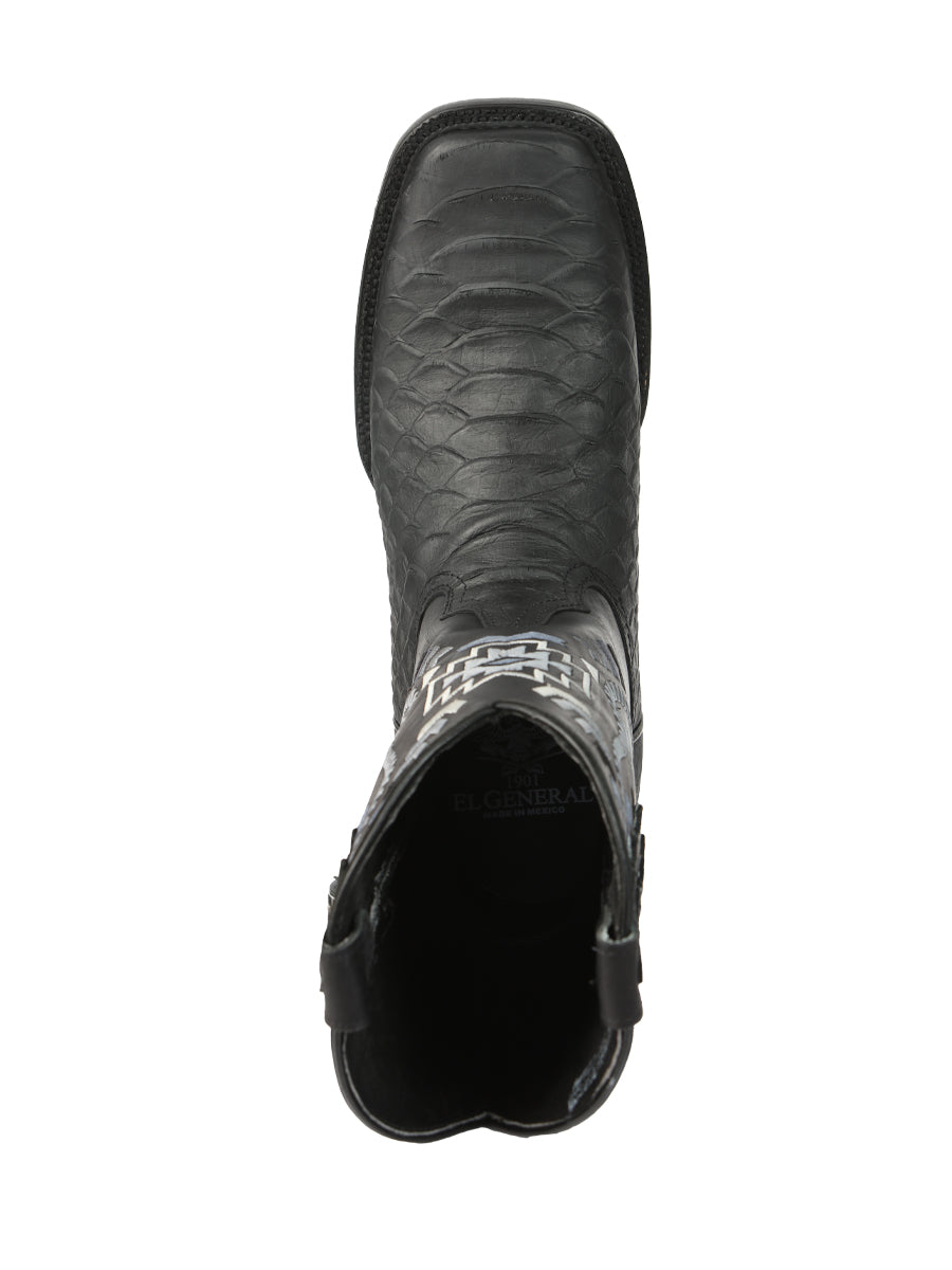 El General Mens Python Print Rodeo Boots - Black