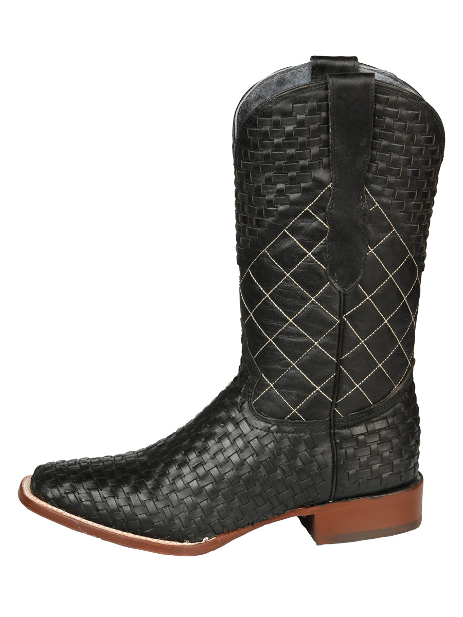 El General Mens Petatillo Leather Rodeo Boots - Black