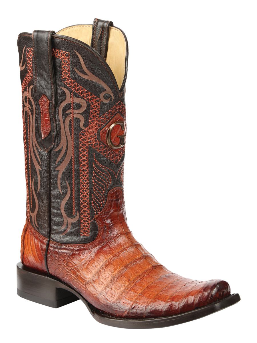 El General Mens Exotic Caiman Belly Cowboy Boots - Cognac