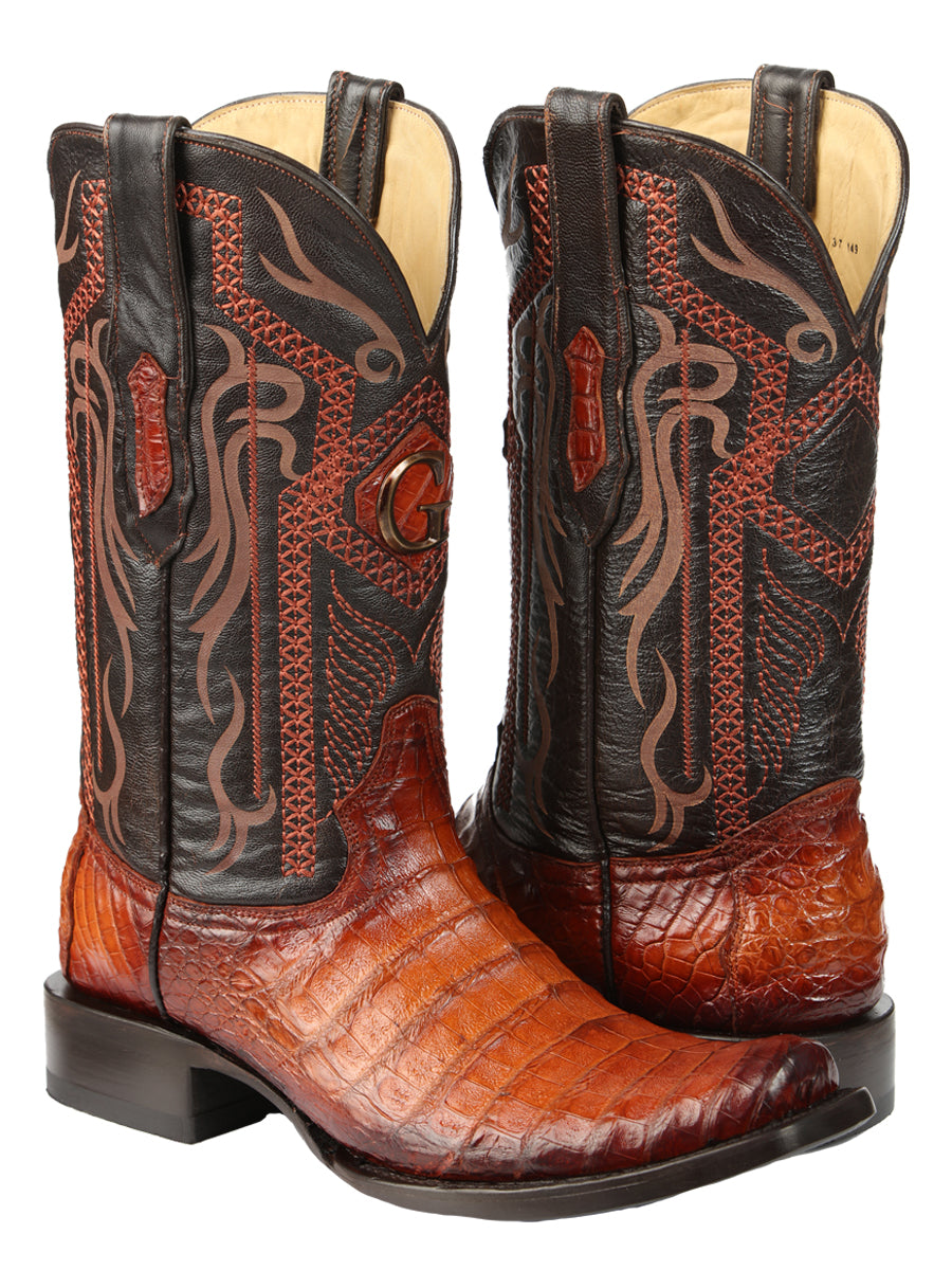 El General Mens Exotic Caiman Belly Cowboy Boots - Cognac