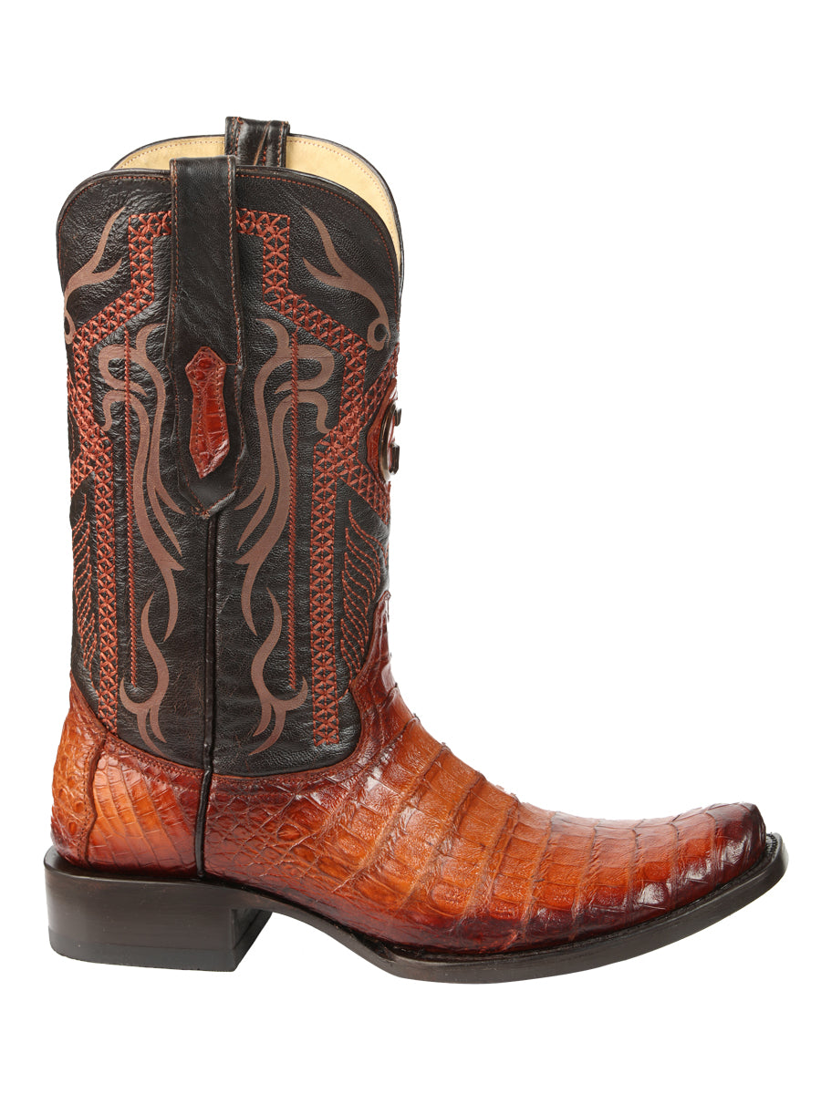 El General Mens Exotic Caiman Belly Cowboy Boots - Cognac