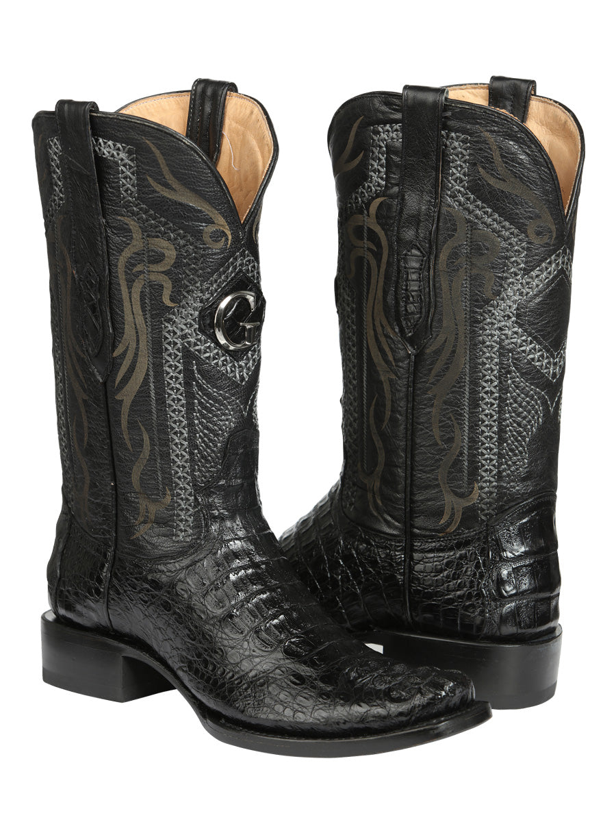 El General Mens Exotic Caiman Nuca Cowboy Boots - Black