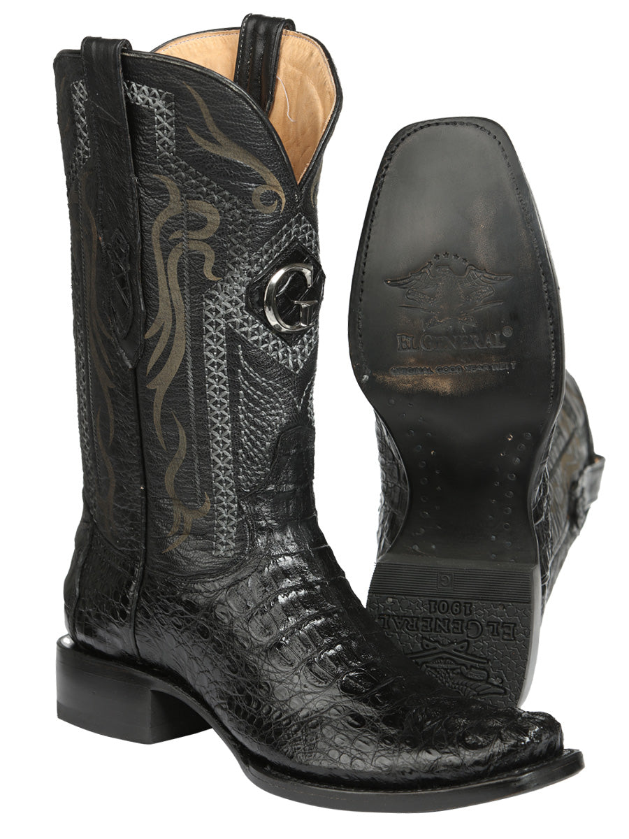El General Mens Exotic Caiman Nuca Cowboy Boots - Black